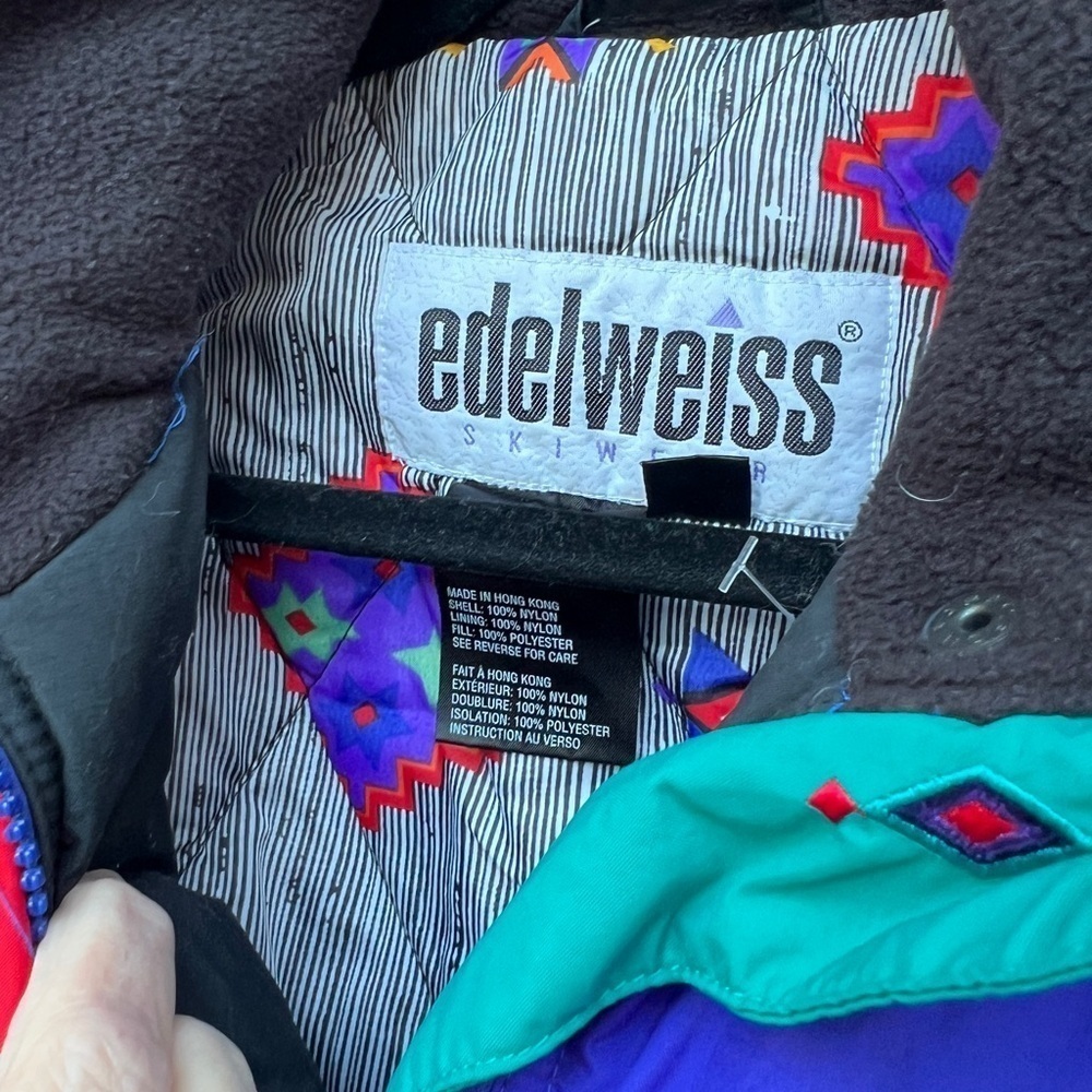 Vintage 80s 1980s Edelweiss Colorblock Ski Winter Snow Parka Jacket Coat S - Picture 6 of 10